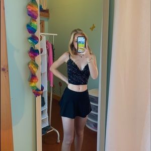 thrifted black tennis skirt